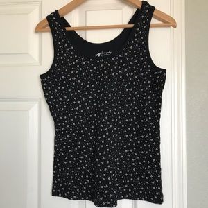 Black top with white flowers